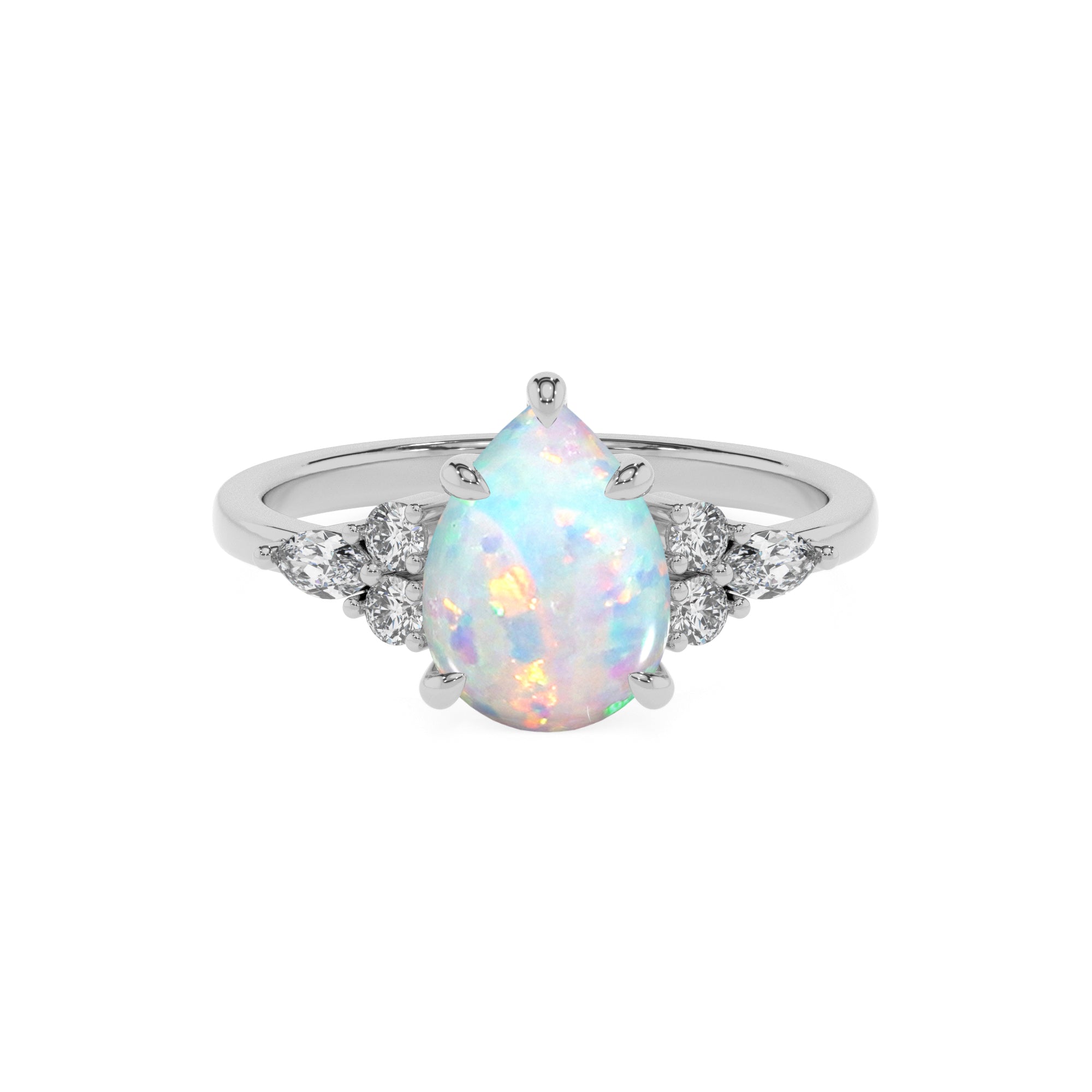 lab grown opal pear solitaire engagement ring