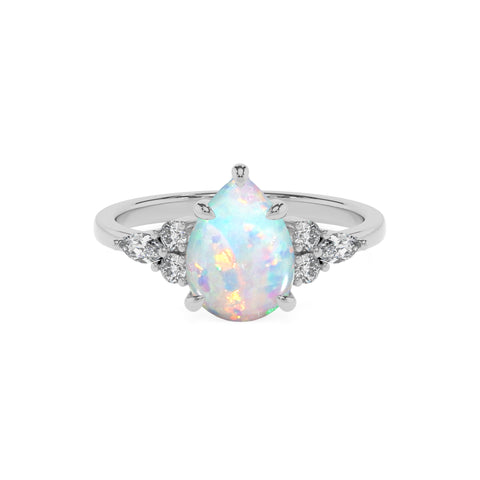 lab grown opal pear solitaire engagement ring