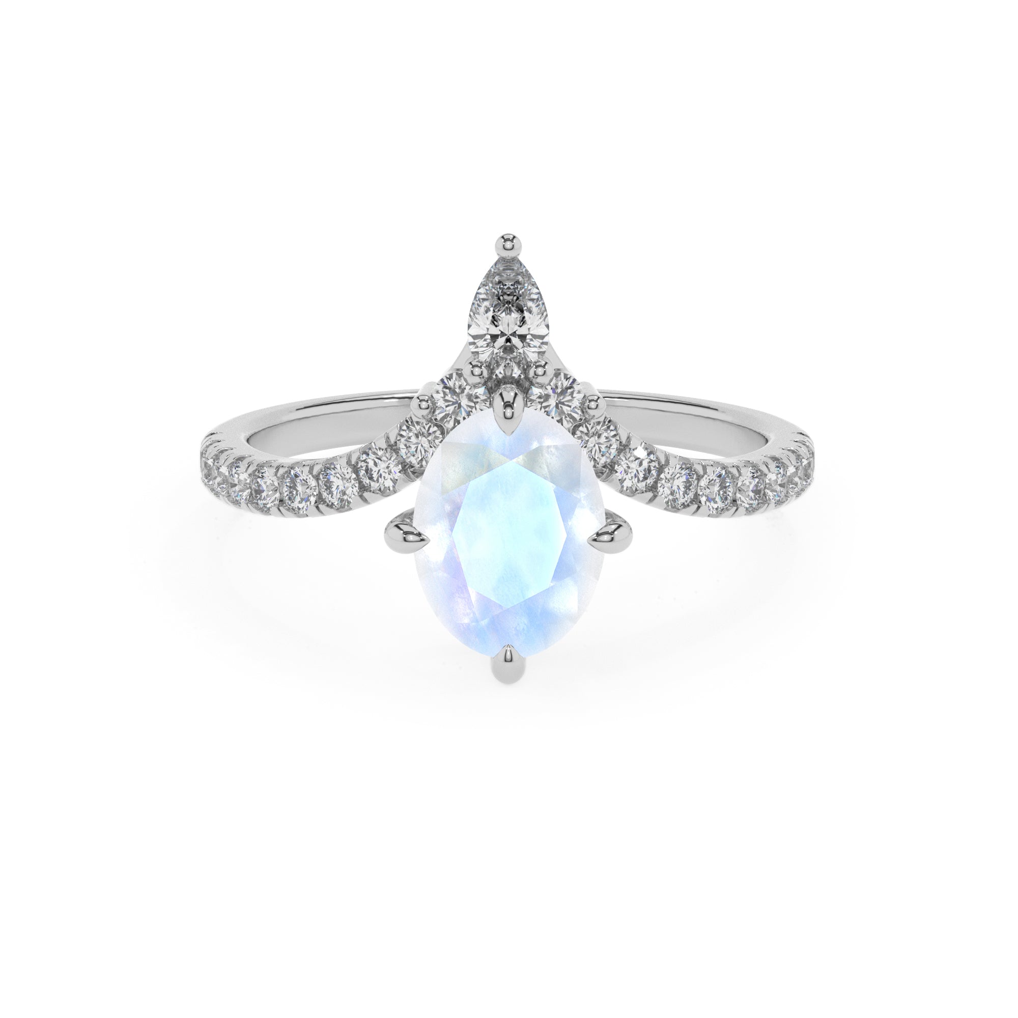 natural rainbow-moonstone oval solitaire engagement ring