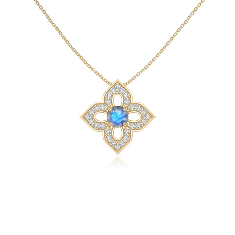 natural labradorite 4 petal flower necklaces in yellow gold vermeil 