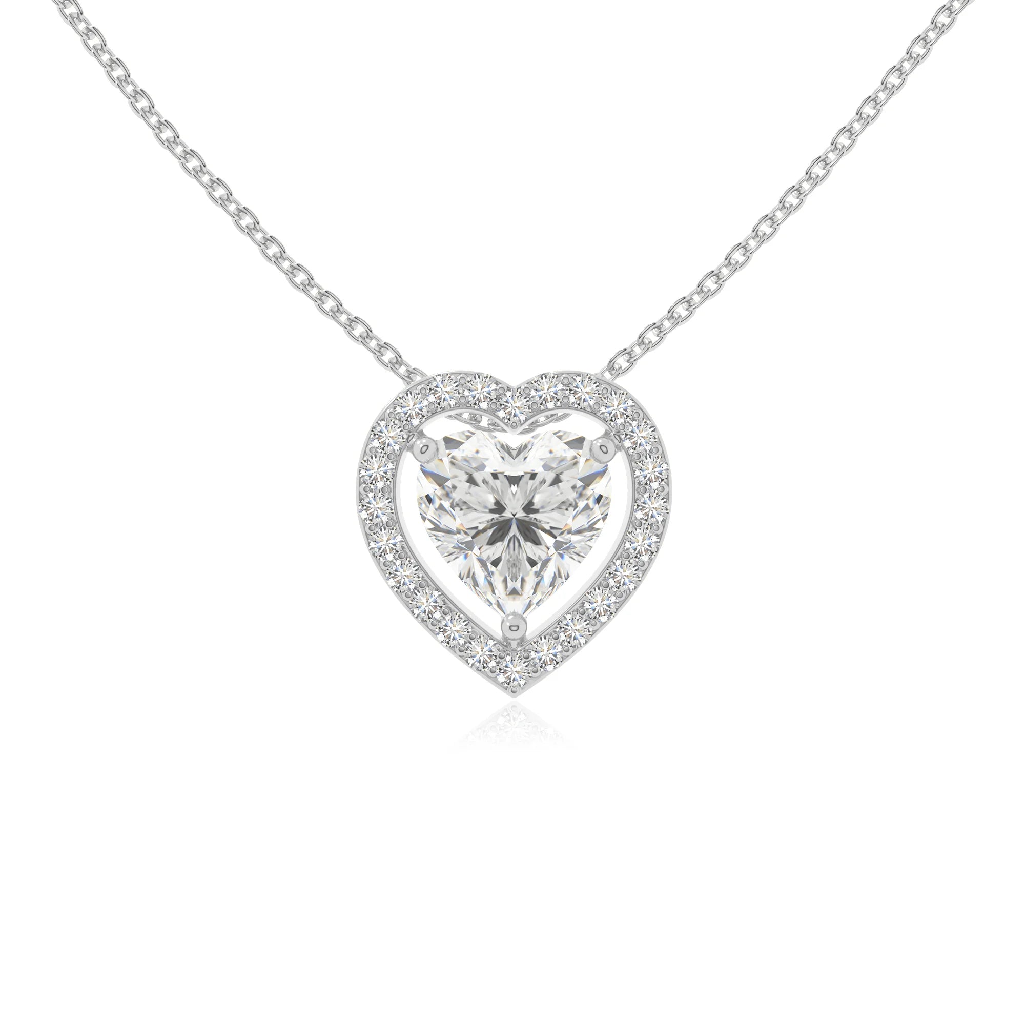 moissanite solitaire halo necklaces in sterling silver 