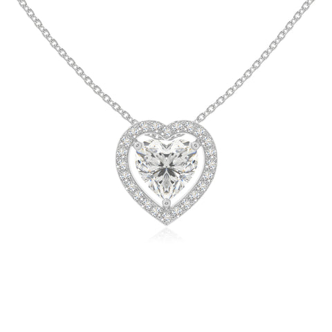moissanite solitaire halo necklaces in sterling silver 