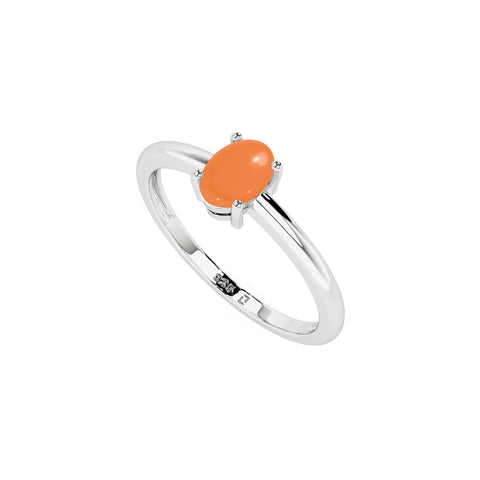 carnelian oval cab stackable prong-set ring