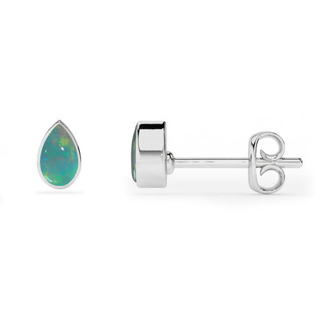 natural ethiopian opal pear shape stud earrings