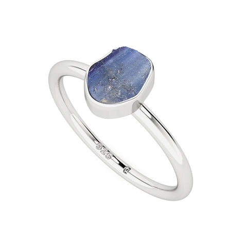 kyanite rough shape stackable bezel-set ring