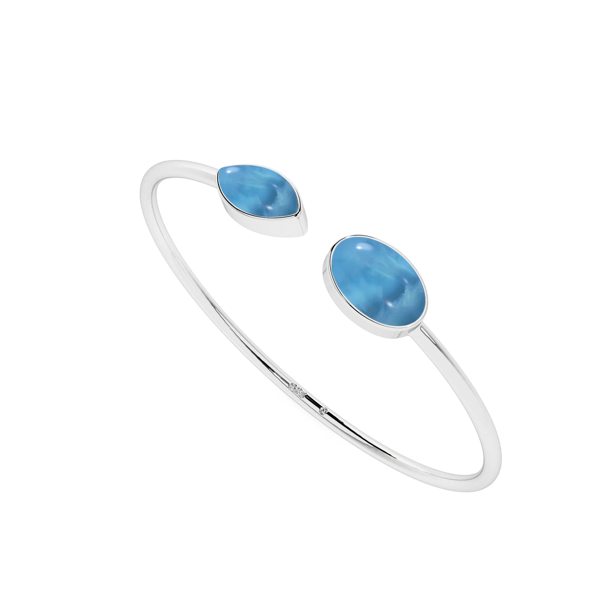 natural larimar oval-marquise shape twister bracelet