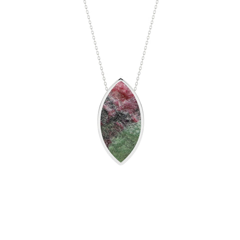 natural ruby-zoisite marquise shape pendant necklace