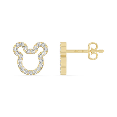 moissanite mouse stud earrings in yellow gold vermeil 