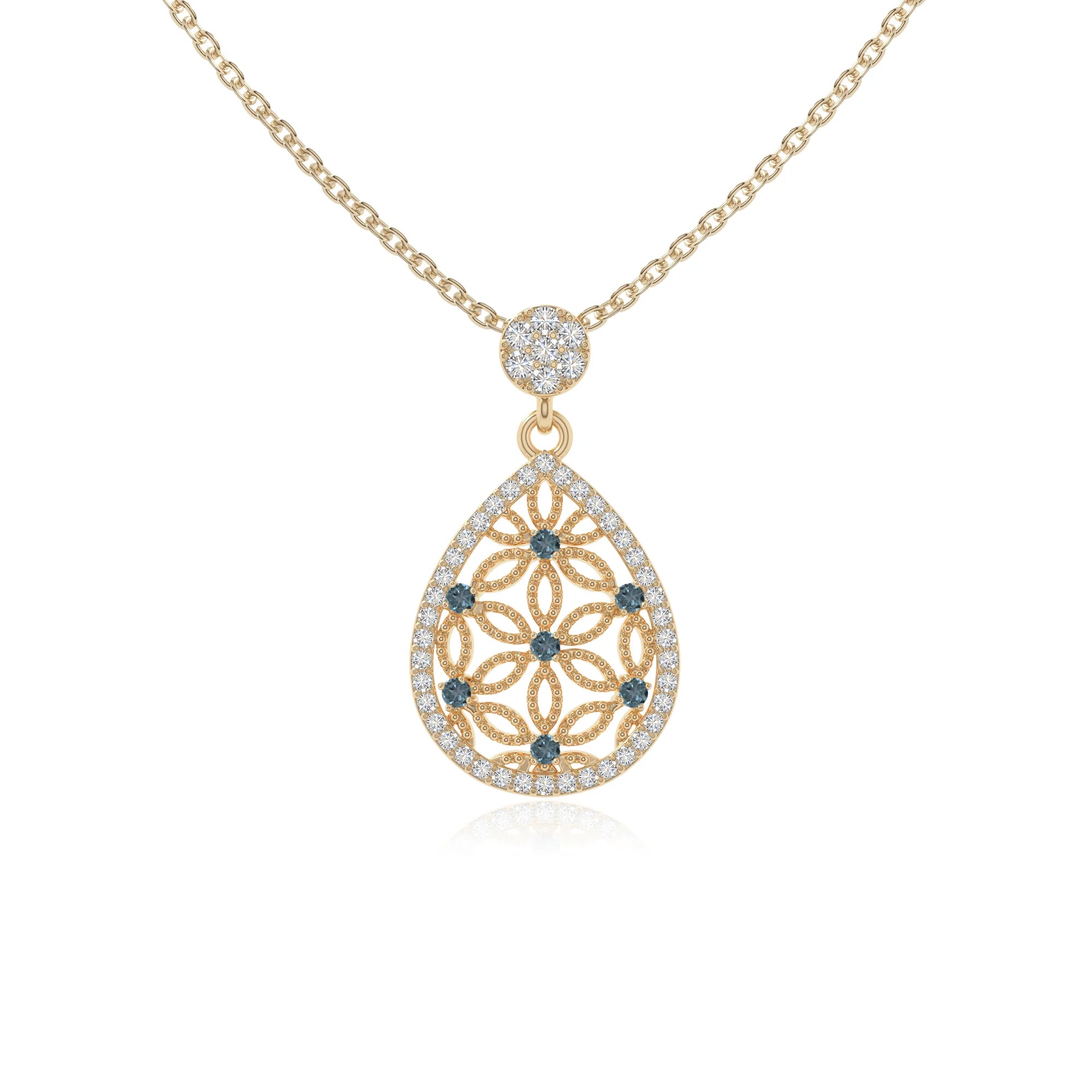 natural london-blue-topaz infinity love knot necklaces in yellow gold vermeil 