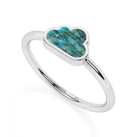 labradorite cloud shape stackable bezel-set ring