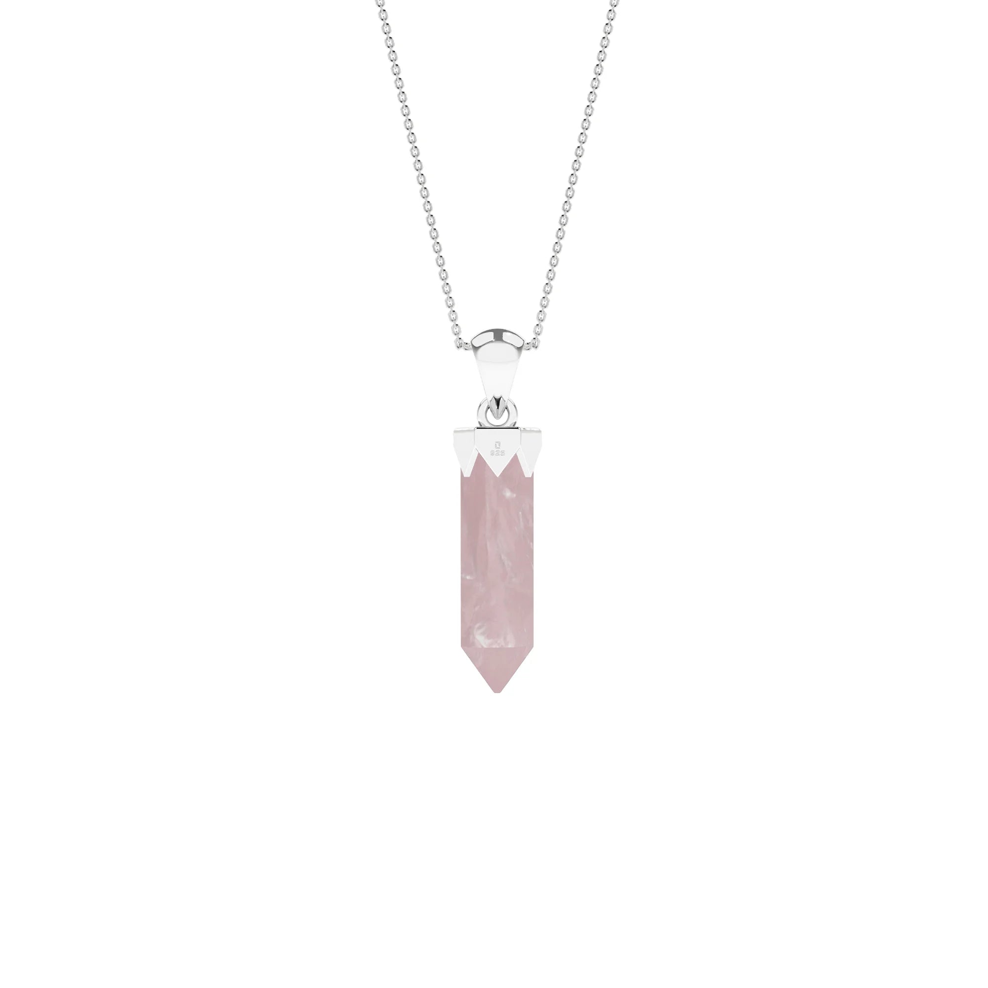 natural rose-quartz hexagon shape pendant necklace