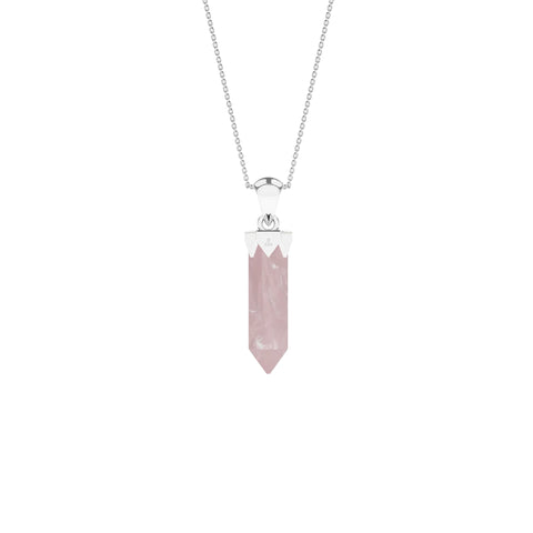 natural rose-quartz hexagon shape pendant necklace