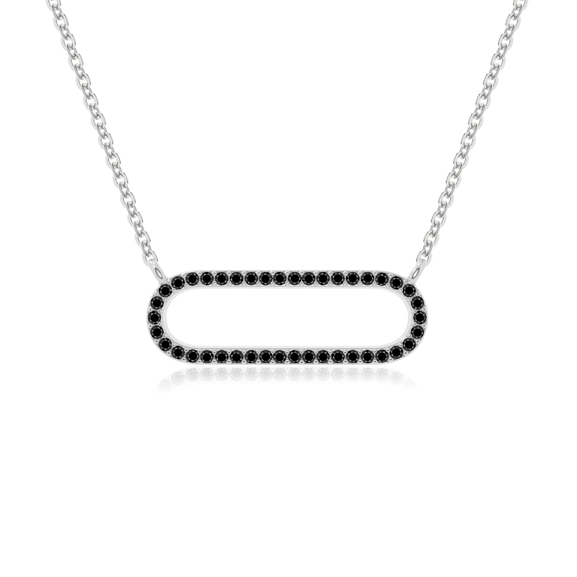 natural black-onyx oval paperclip necklaces in sterling silver 
