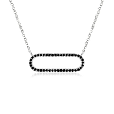 natural black-onyx oval paperclip necklaces in sterling silver 