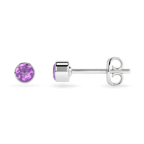 natural amethyst round shape stud earrings