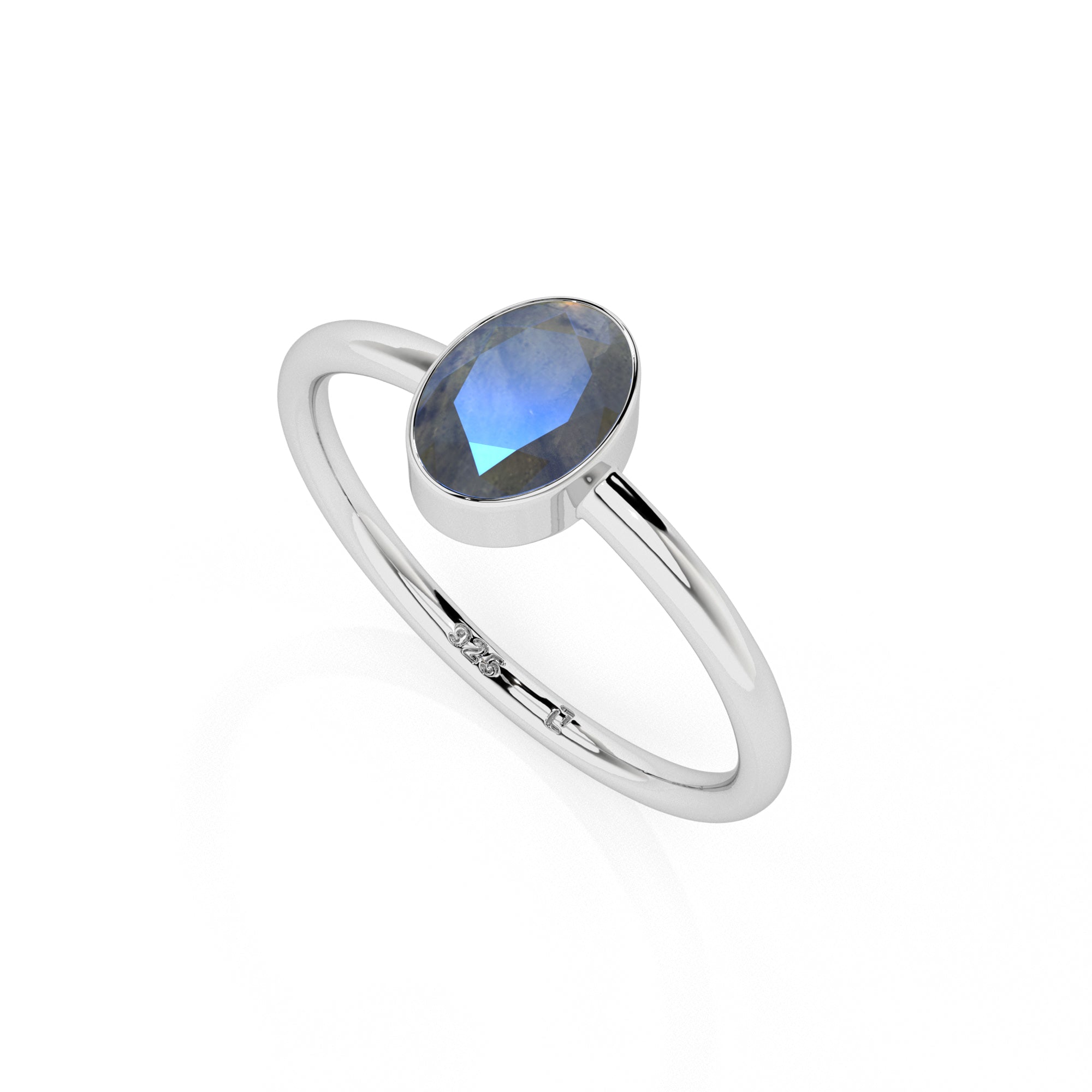 labradorite oval cut stackable bezel-set ring