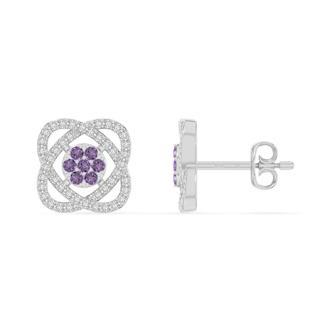 natural amethyst inner power stud earrings in sterling silver 