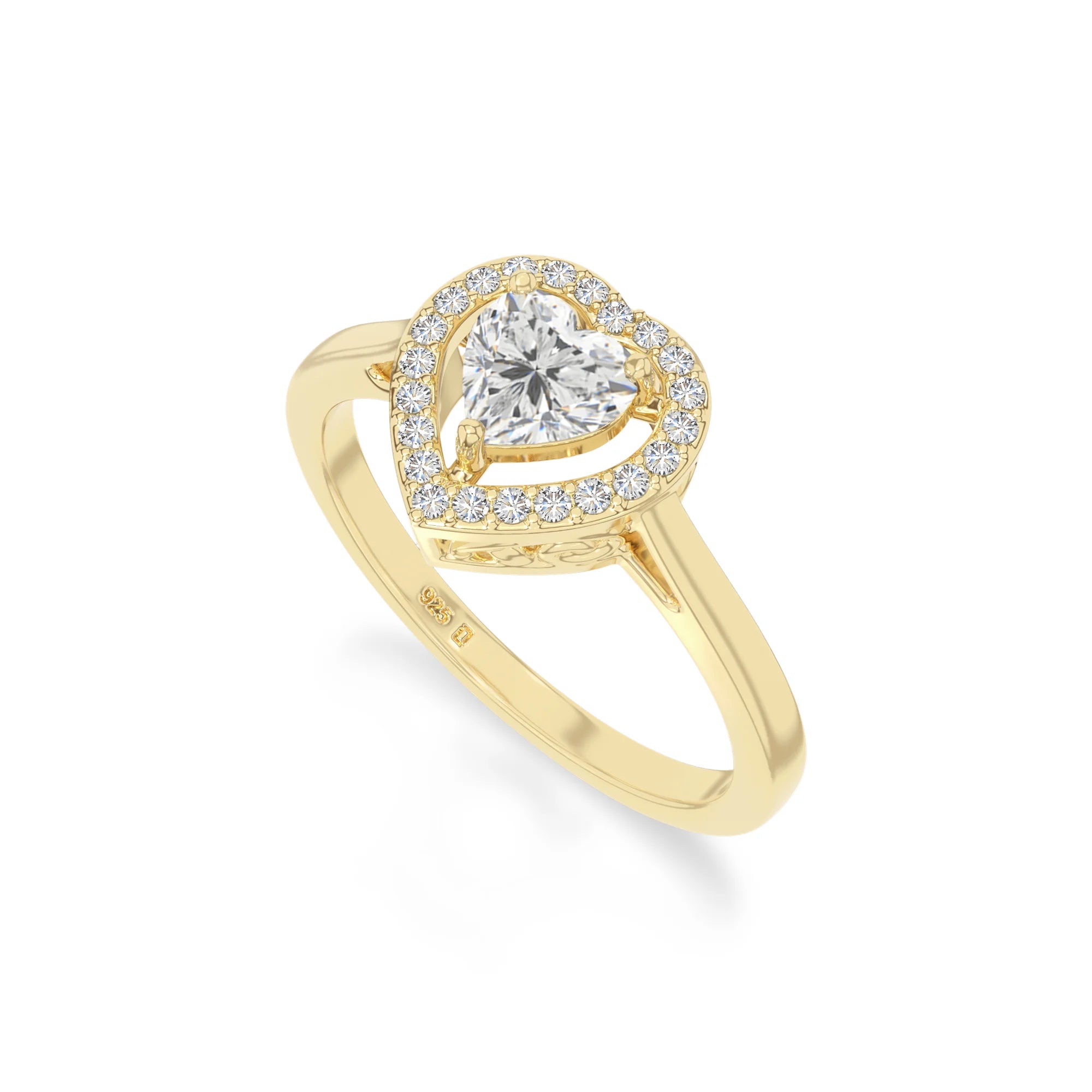 natural moissanite solitaire halo engagement rings in yellow gold vermeil