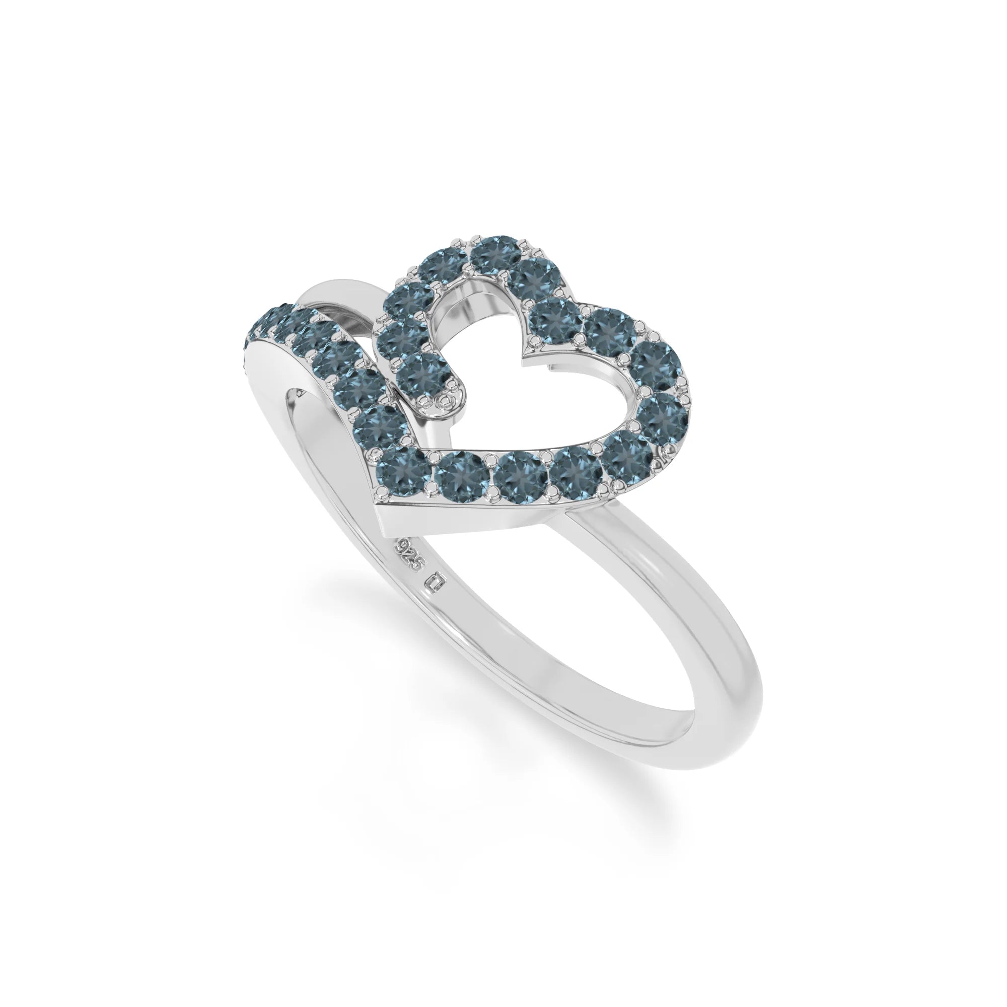 natural london blue topaz heart promise rings in sterling silver 