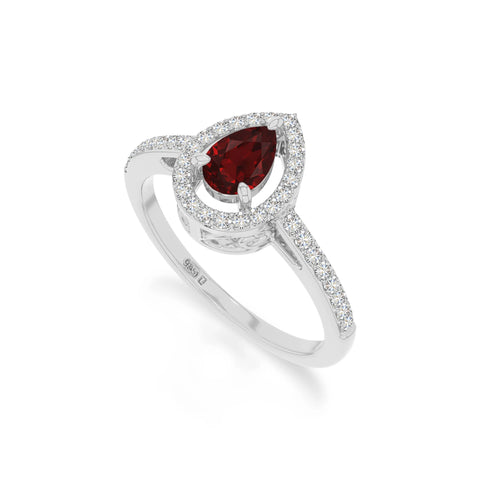 natural garnet solitaire halo engagement rings in sterling silver 