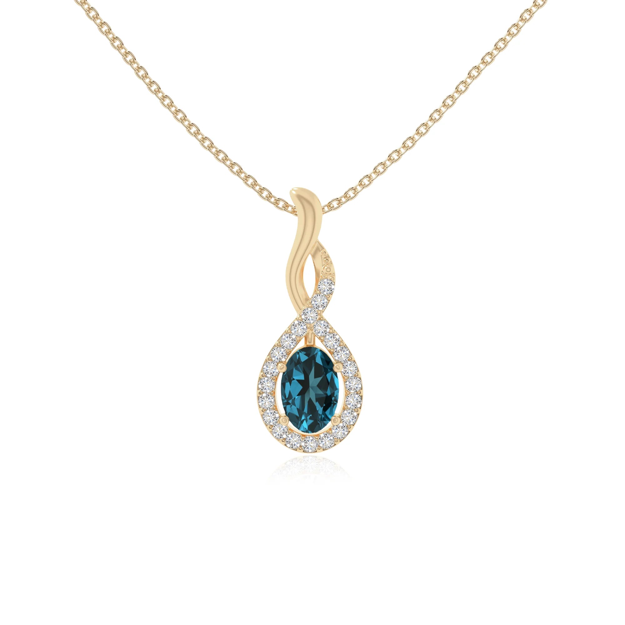 natural london-blue-topaz infinity necklaces in yellow gold vermeil 