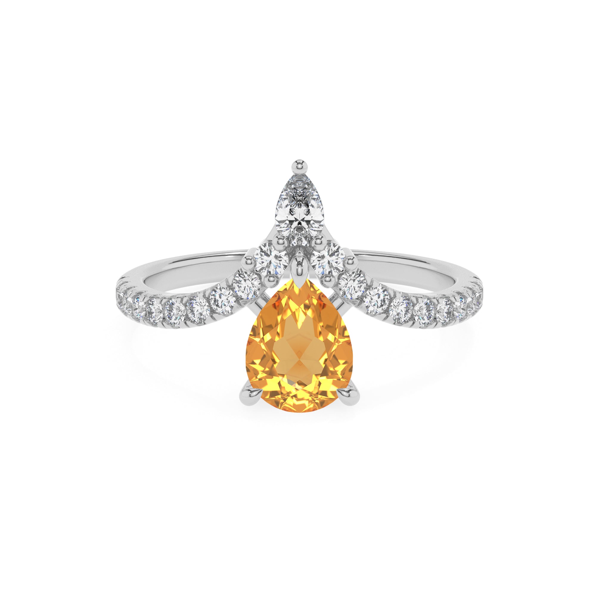 lab-grown citrine pear solitaire engagement ring