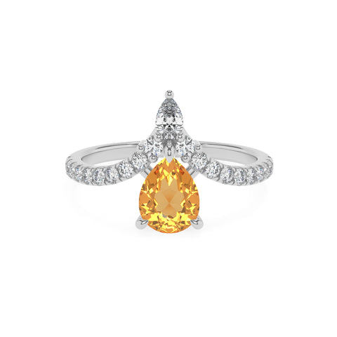 lab-grown citrine pear solitaire engagement ring