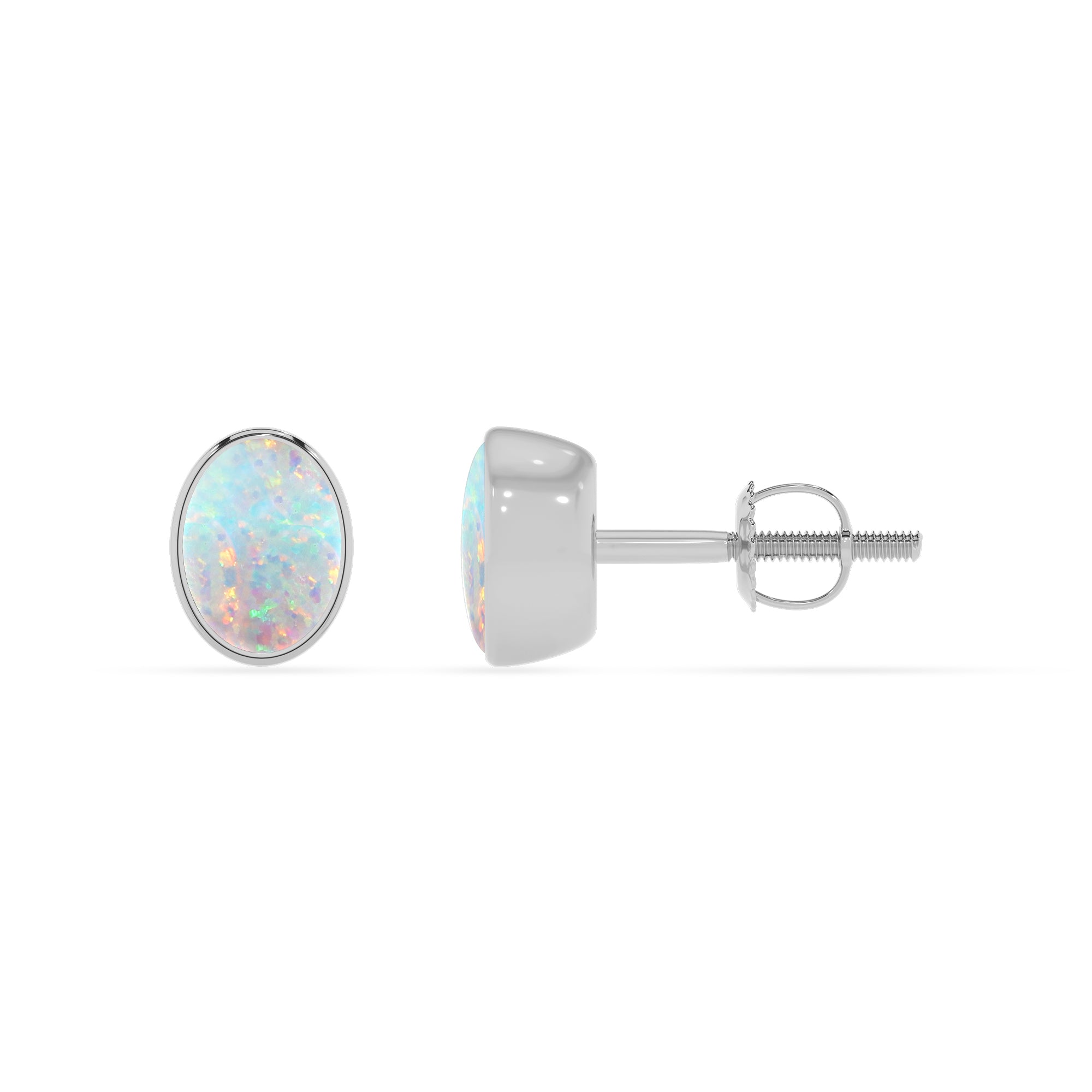 lab grown opal oval stud earrings 