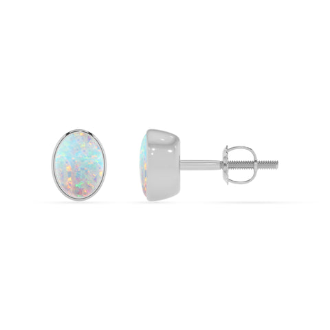 lab grown opal oval stud earrings 