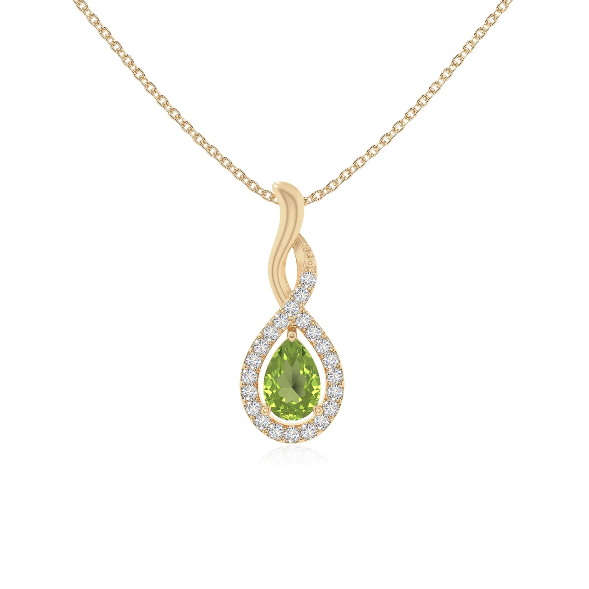 peridot infinity necklaces in yellow gold vermeil 