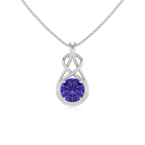 natural tanzanite round shape solitaire infinity knot pendant necklace