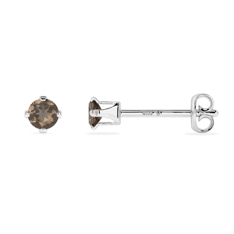 natural smoky quartz round shape stud earrings