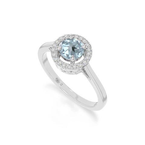natural aquamarine solitaire halo engagement rings in sterling silver 