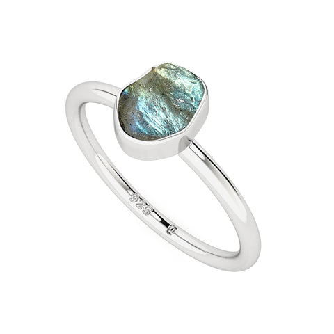 labradorite rough shape stackable bezel-set ring