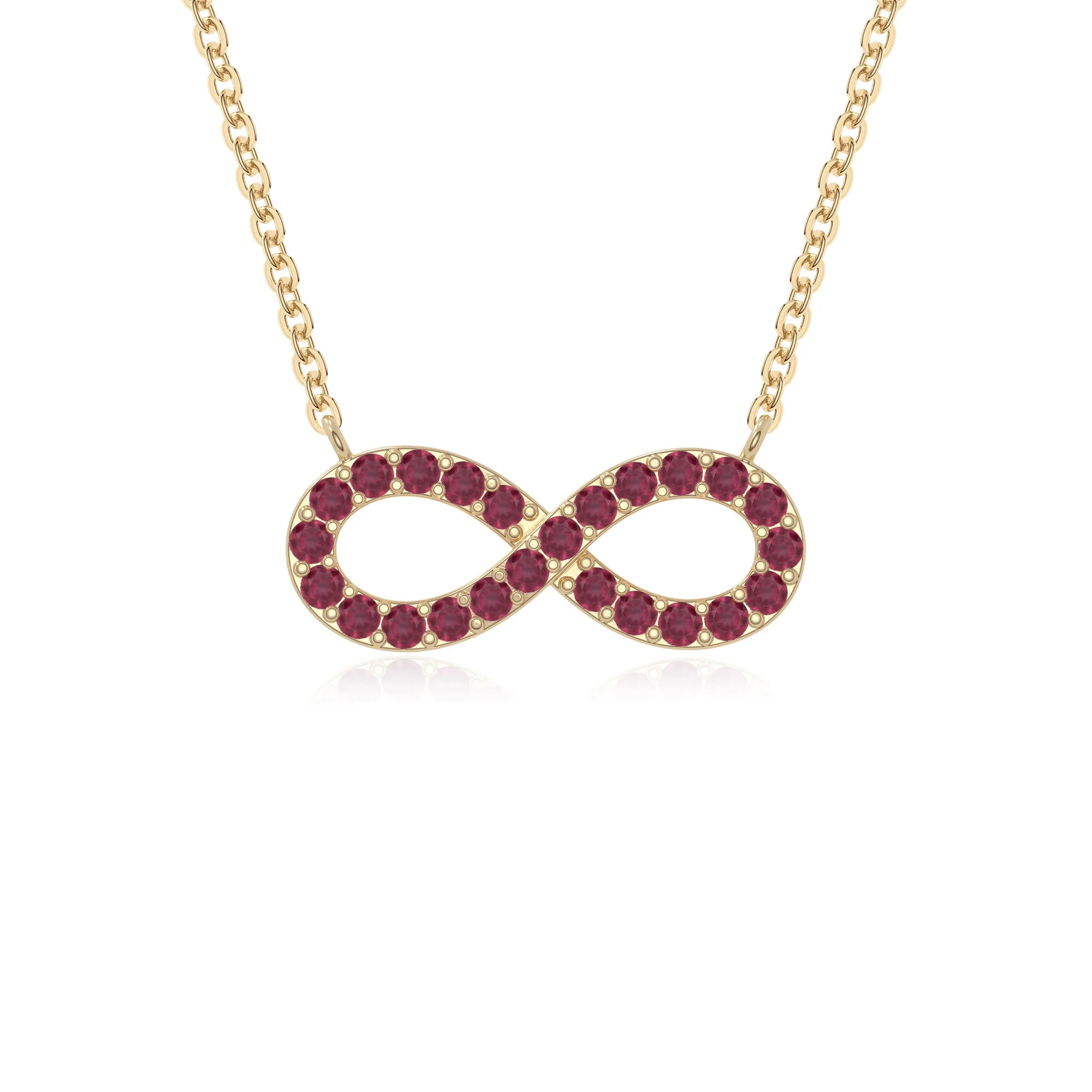 natural ruby infinity necklaces in yellow gold vermeil 