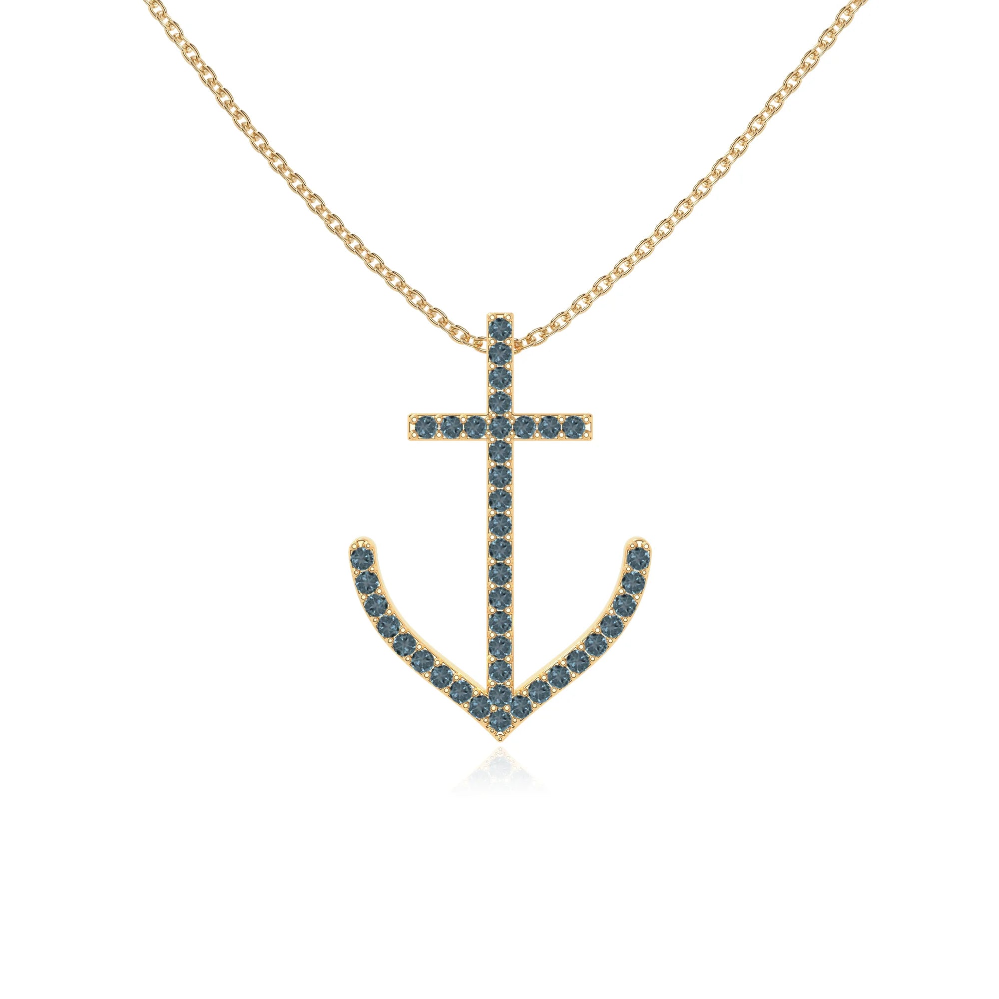 natural london-blue-topaz anchor necklaces in yellow gold vermeil 