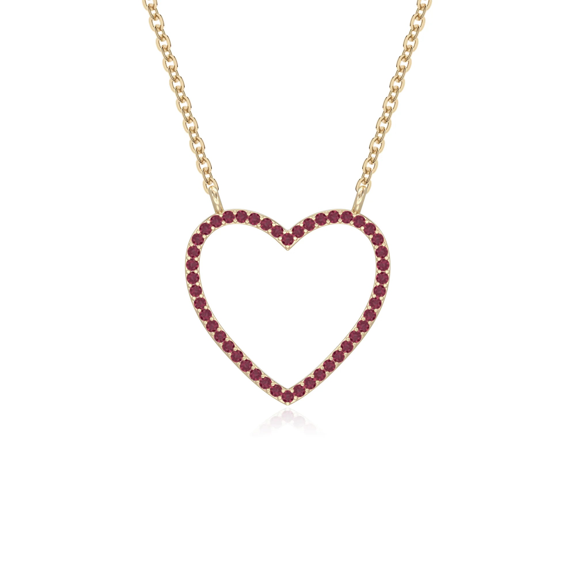 natural ruby heart necklaces in yellow gold vermeil 