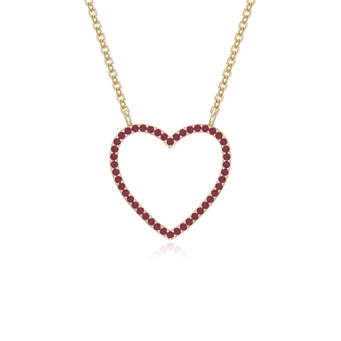 natural ruby heart necklaces in yellow gold vermeil 