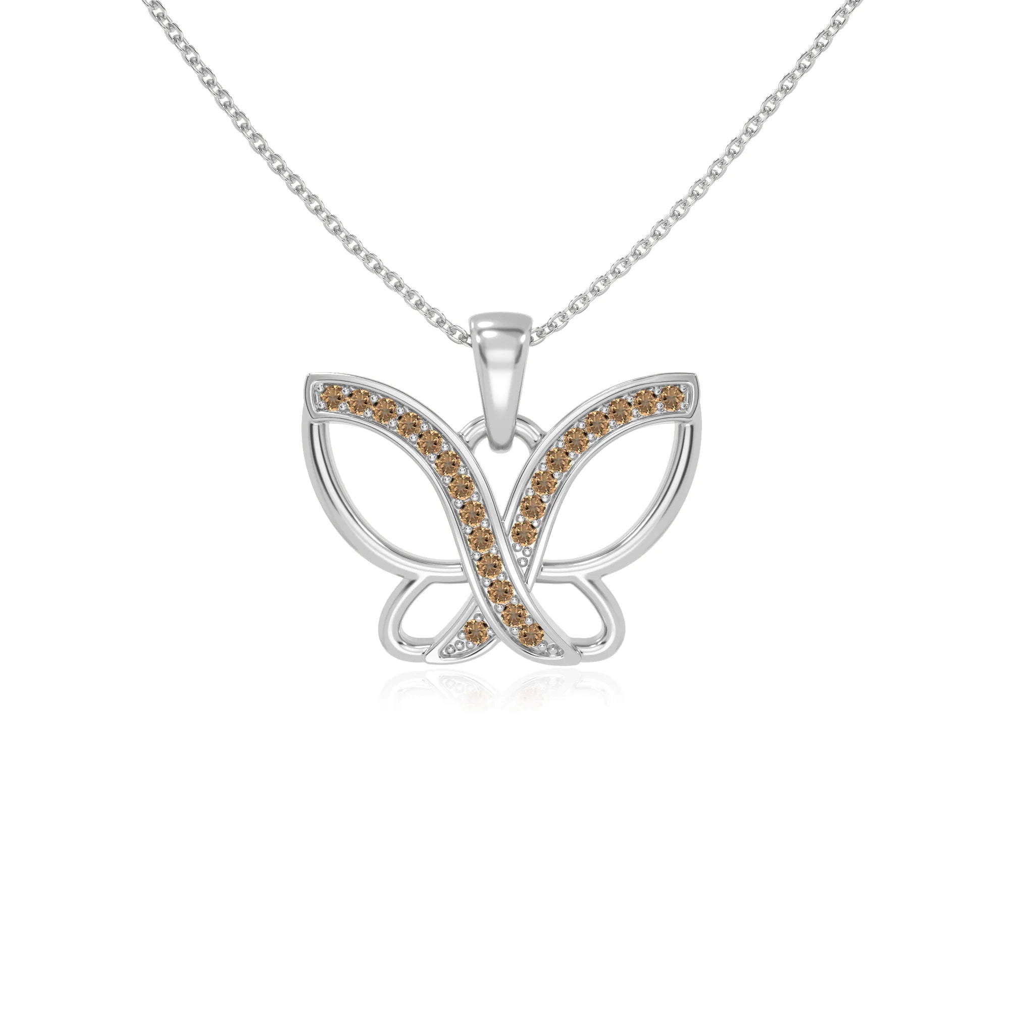 natural citrine butterfly necklaces in sterling silver 