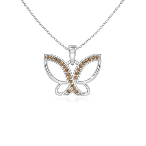 natural citrine butterfly necklaces in sterling silver 