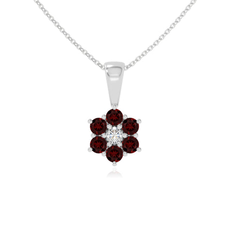 natural garnet flower necklaces in sterling silver 