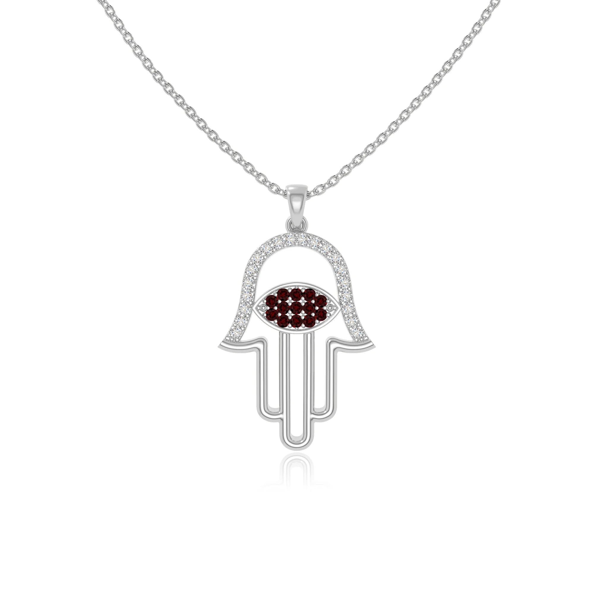 natural garnet evil eye hamsa hand necklaces in sterling silver 