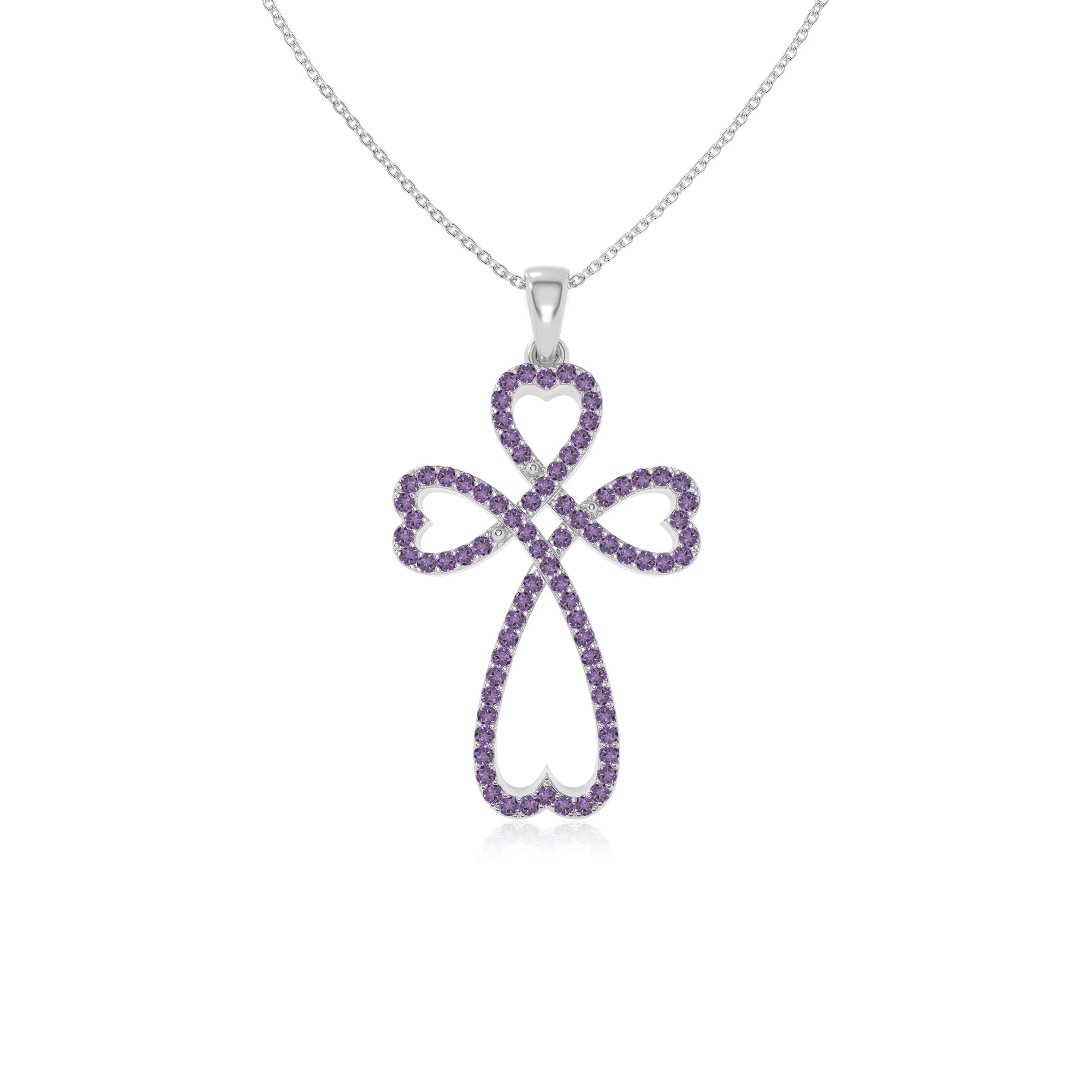 natural amethyst infinity cross necklaces in sterling silver 