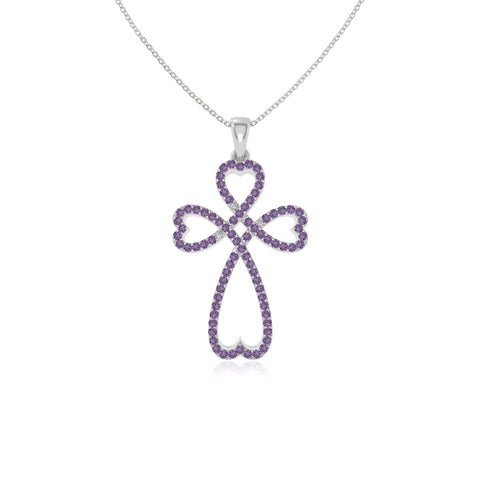 natural amethyst infinity cross necklaces in sterling silver 