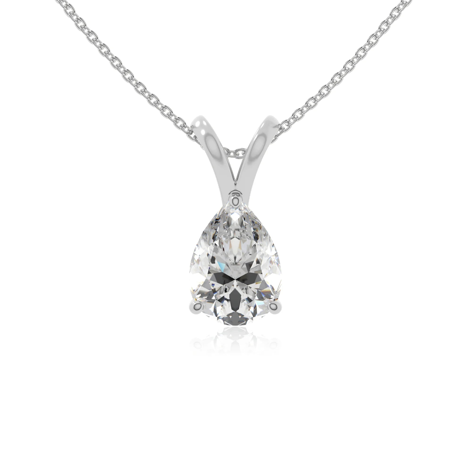 moissanite v-bale solitaire necklaces in sterling silver 