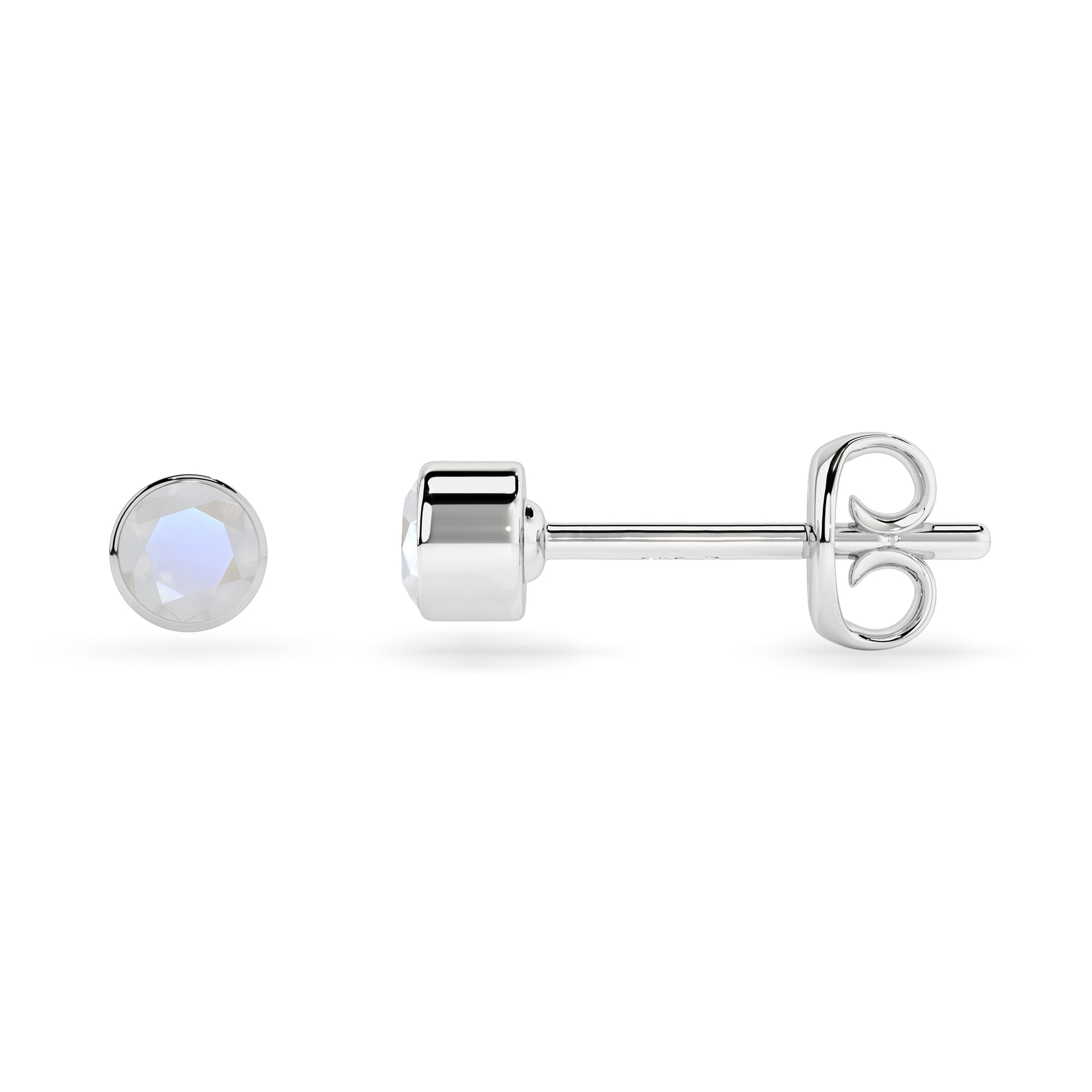 natural rainbow moonstone round shape stud earrings