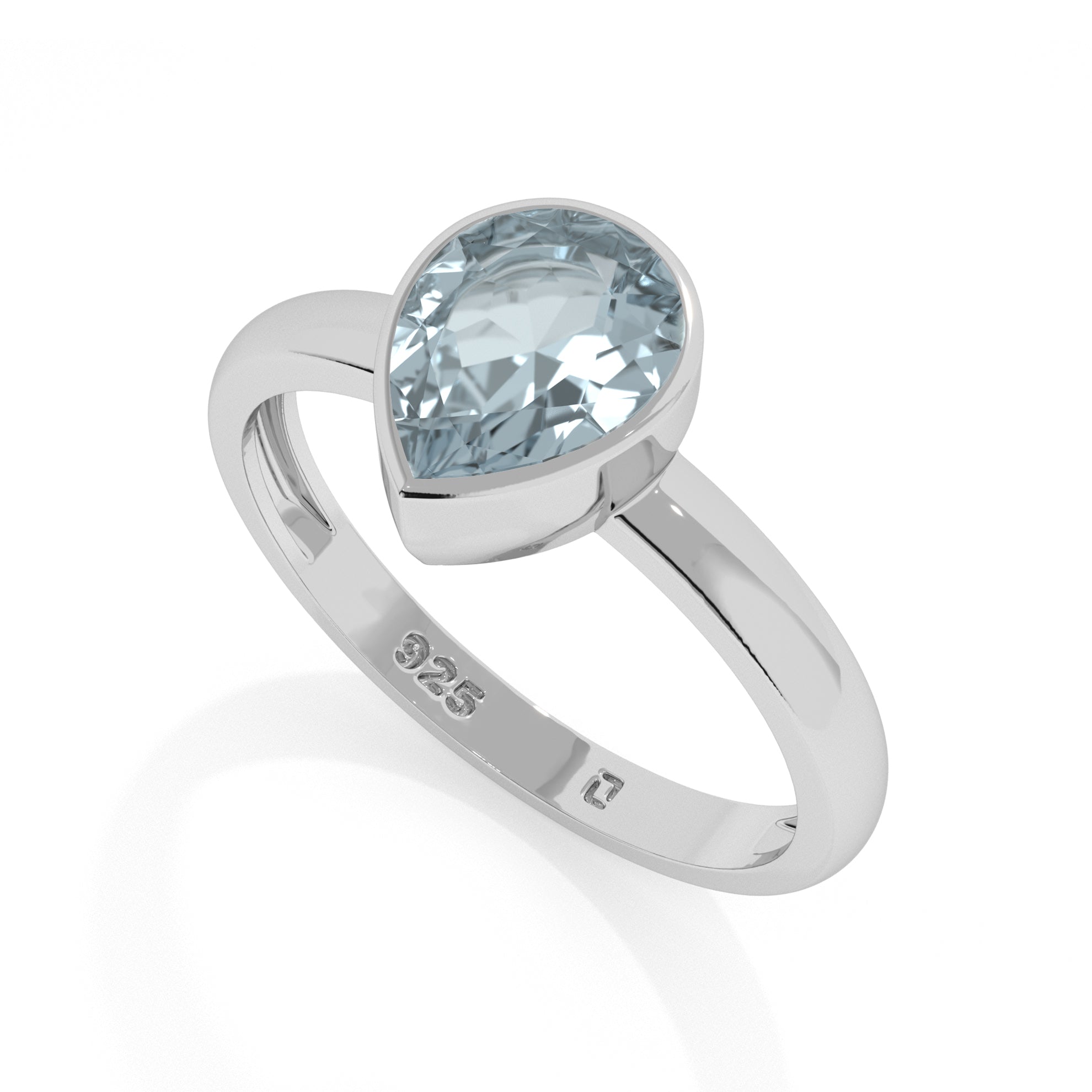 aquamarine pear cut stackable bezel-set ring