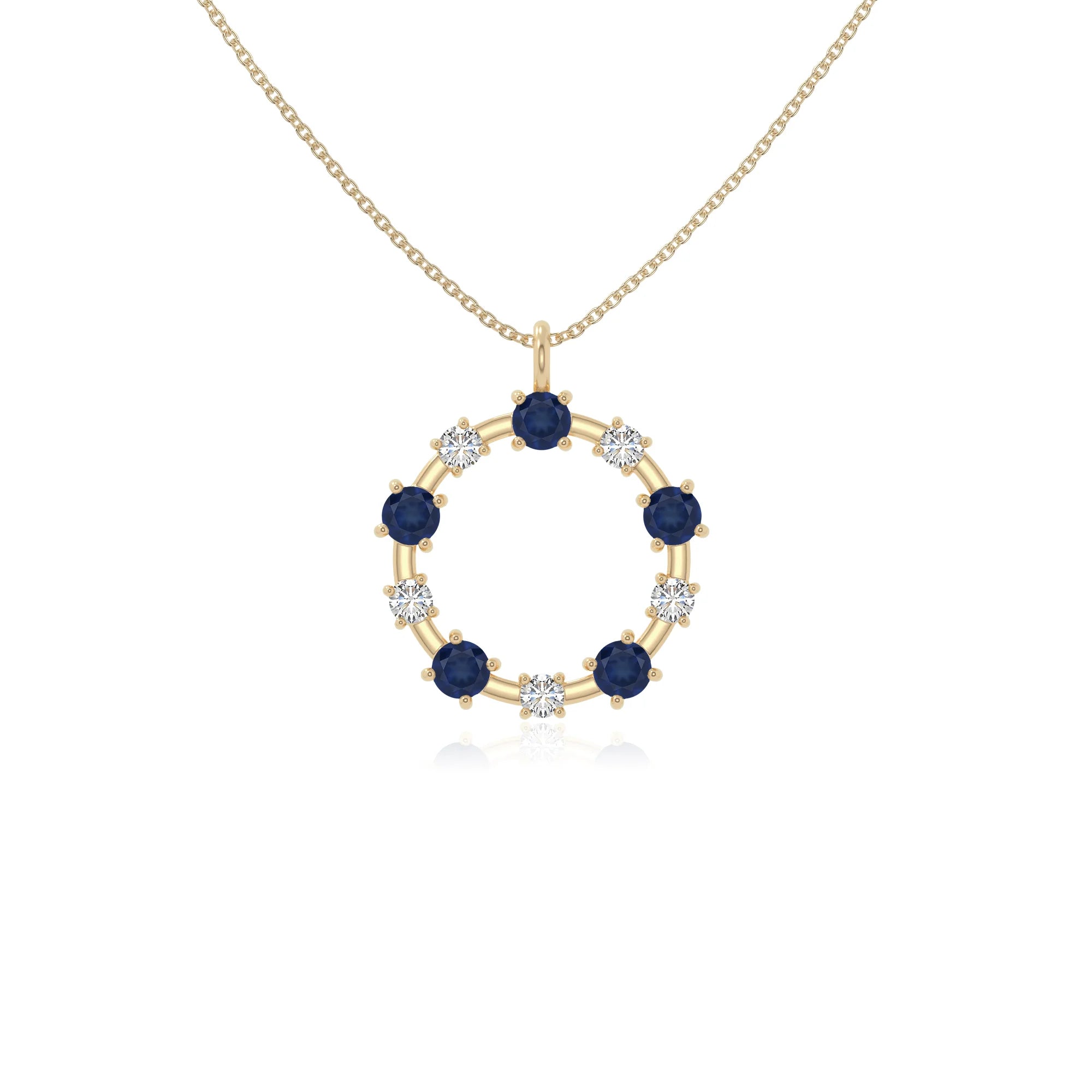natural blue-sapphire infinity love knot necklaces in yellow gold vermeil 