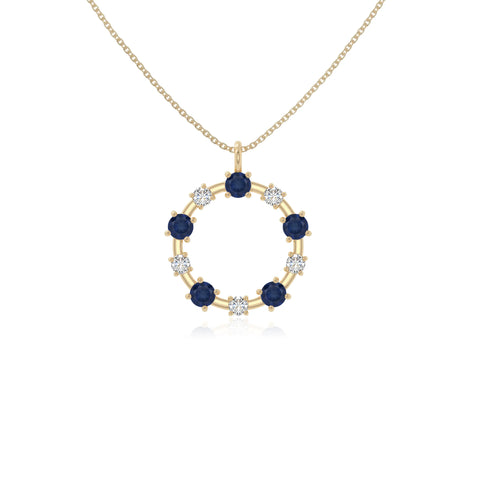 natural blue-sapphire infinity love knot necklaces in yellow gold vermeil 