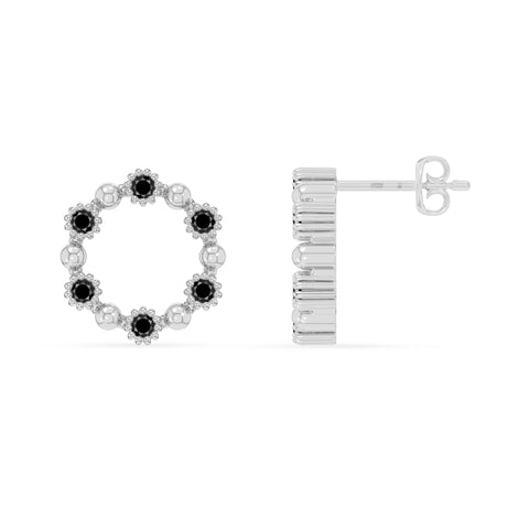 natural black-onyx circle-of-life stud earrings in sterling silver 